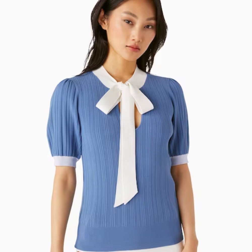 kate spade color block bow-neck sweater NWT